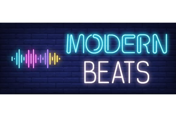 Download Modern Beats Neon Text with Sound Waves. - Waves Collection