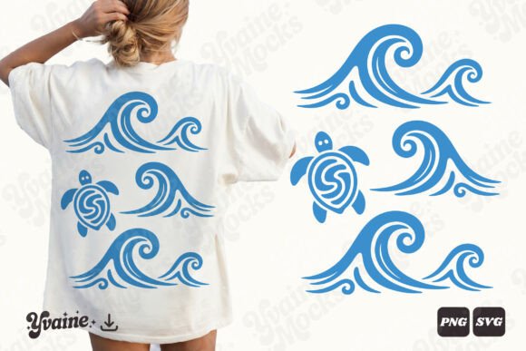 Download Coastal Summer Sea Turtle Waves SVG PNG - Waves Collection