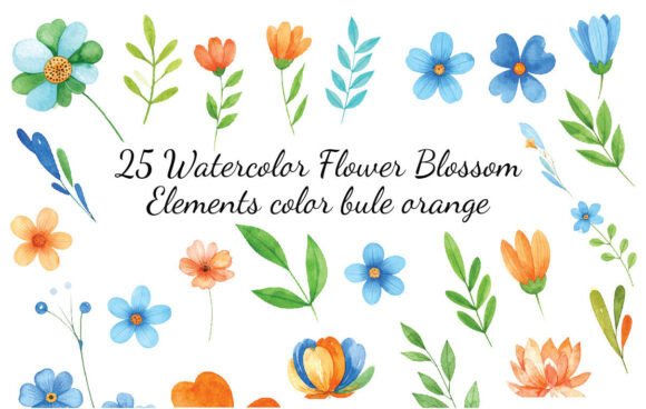 Download 25Watercolor Flower Blossom Elements - Elements Collection