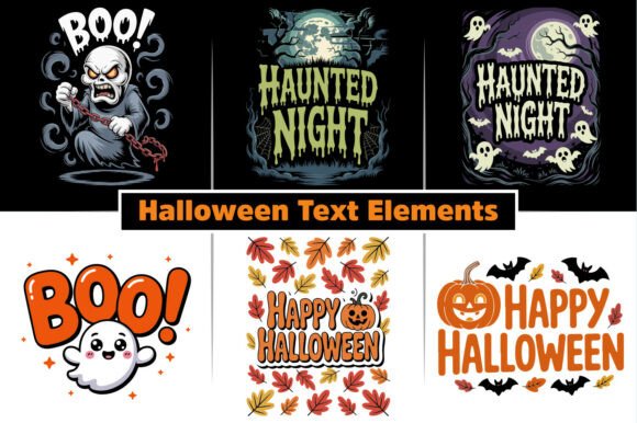 Download Halloween Text Elements SVG Bundle Pack - Elements Collection