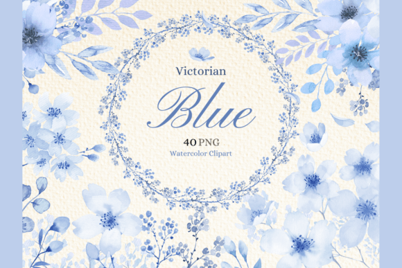 Download Watercolor Blue Cherry Blossom Elements - Elements Collection
