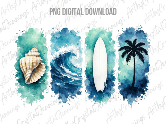 Download Brushstroke Ocean Waves Shell Surfboard - Waves Collection